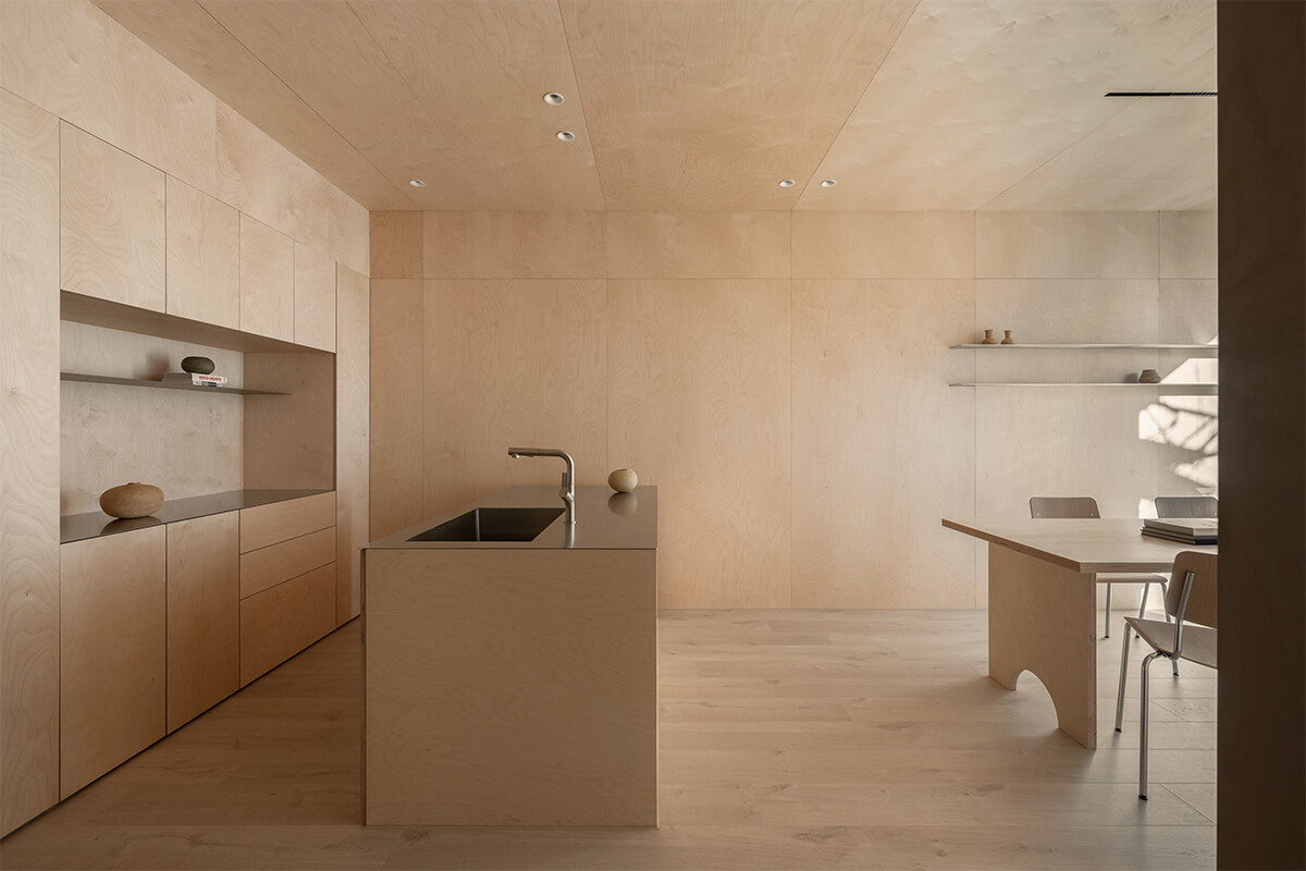 Кухня в оздобленні з фанери з металевими деталями, Тайбей